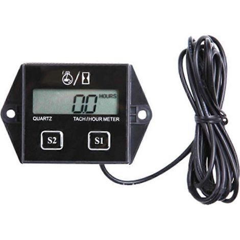 Digitaler Drehzahlmesser mit LCD-Anzeige für Auto- oder Bootsmotoren, mit Betriebsstundenzähler und induktiver Anzeige. (1/5)