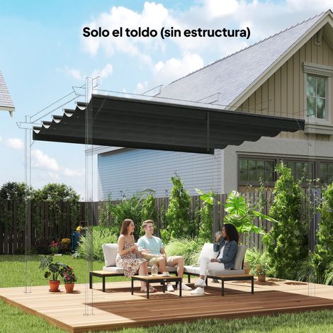 Couverture toit rétractable Gris 2 5x2 55 m tissu remplacement pergola 3x3 avec 10 trous drain foncé