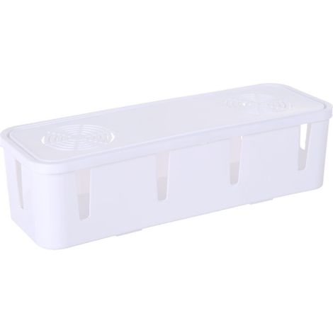Boîte cache câbles – Organisateur de câbles de bureau compatible avec multiprises électriques, grande capacité, design avec prises latérales (1/5)