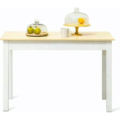Rechteckiger Esstisch 119 x 70 x 75 cm aus Spanplatte in Weiß und Eiche, für 4-6 Personen (1/3)