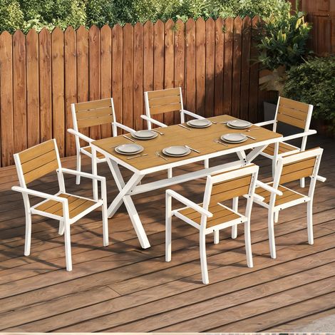 Salon de jardin teak en aluminium Kunstholz 160 x 86 x 72 cm (1/5)