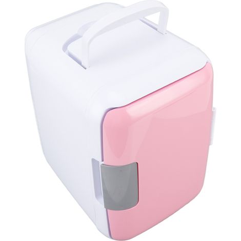Mini-frigo portable 4 litres en ABS résistant, avec compartiment amovible, idéal pour ranger vos aliments et cosmétiques (rose). (1/5)