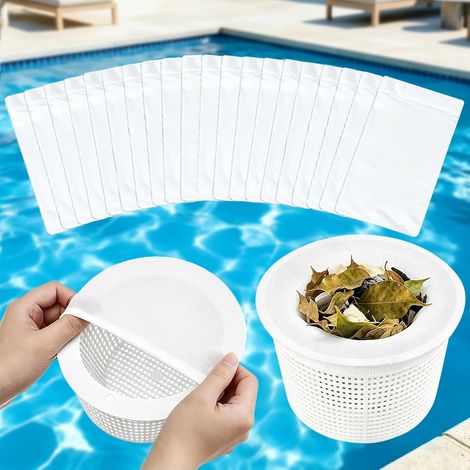 Chaussette Skimmer Piscine 20 Pièce, Réutilisable Chaussette Filtre Piscine, Prefiltre Panier Skimmer Nylon Élastique avec Maillage Ultra-Fin, Chaussettes d'écumeur de Piscine pour Débris et Saleté (1/5)
