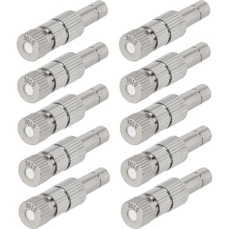 Packung mit 10 Niederdruck-Keramik-Sprühdüsen (0,3 mm), Messing-Sprühdüsen mit Filter für 6-mm-Anschluss