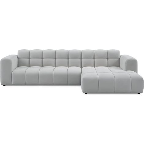 Selsey Boloon - Canapé d'angle - 300 cm - velours Gris clair (1/4)