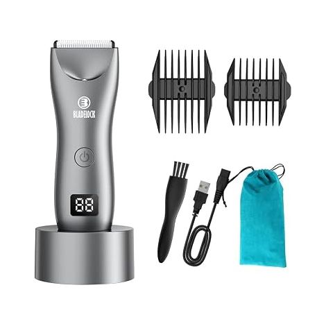 Men's Body Clipper with LED Light and charging station, trimmer shaver intimate part male waterproof IPX7, men's body shaver for armpits, jersey, hair (1/5)