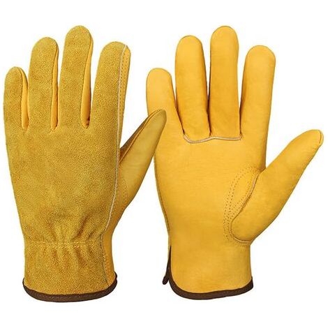 Gants de Jardinage en Cuir de Vachette - Flexibles Cuir Gants de Travail - Résistants aux Épines Gants de Jardinage Gants de Soudeur pour Homme et Femme (1/5)