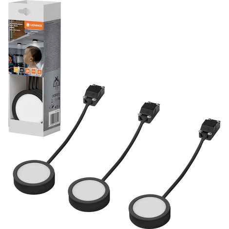 LEDVANCE Undercabinet Spot Puck 65mm 3 x 3W 830 Black Éclairage LED pour meuble 3.00 W blanc chaud n (1/4)