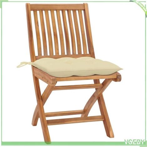 Chaises de jardin - FAF EICY - 3072824 - Pliantes - Teck massif - Coussins beige (lot de 4) (1/5)