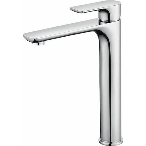 Rubinetto miscelatore per lavabo con beccuccio alto di design, grande rubinetto per bagno cromato con aeratore rimovibile, rubinetto per lavabo in ottone, rubinetto per bagno alto (1/4)