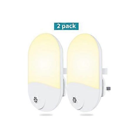 Veilleuse LED à brancher SZTXJ, [Lot de 2] Veilleuses avec capteur crépusculaire, économie d'énergie de 1 W, lumière blanche chaude pour bébé et enfant.