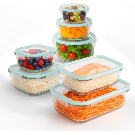 9 Boîte Alimentaire, Verre Borosilicate, Couvercle Étanche, Micro-ondes, Congélateur, Lave-vaisselle, Cuisine