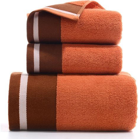 Lot de 3 serviettes de bain et de toilette en coton doux et absorbant, idéales pour la salle de bain et le spa. Dimensions : serviette de bain 70 x 140 cm (34 x 74 cm) ou serviette de toilette 34 x 74 (1/5)