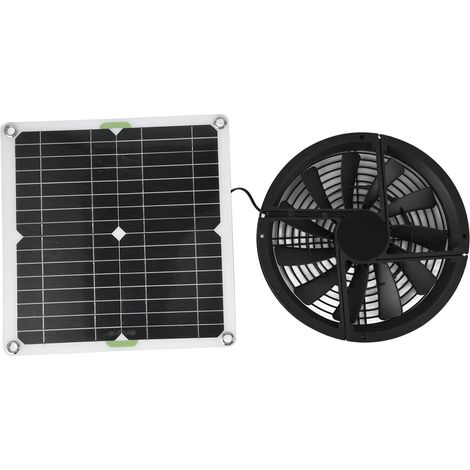 Kit ventola pannello solare 10 pollici 100 W Custodia di ventilazione rotonda impermeabile Scarico per capannone serra per pollaio (1/5)