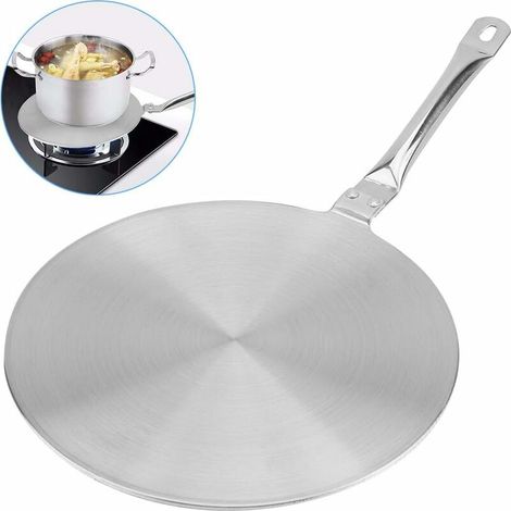 Adaptateur Induction, Disque Convertisseur de Plaque de Cuisson à Induction, Plaque d'anneau de Diffuseur Chaleur en Acier Inoxydable pour Plaque à Induction avec Poignée Preuve à la Chaleur(20 cm) (1/5)