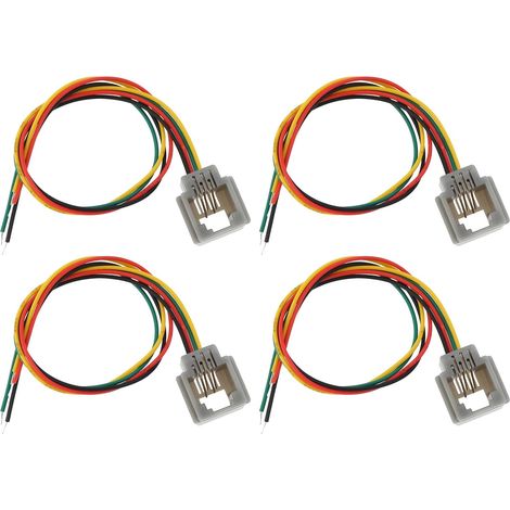 Lot de 4 prises téléphoniques 6P4C RJ11 20 cm RJ12 pour téléphone, télécopieur, interphone (1/5)