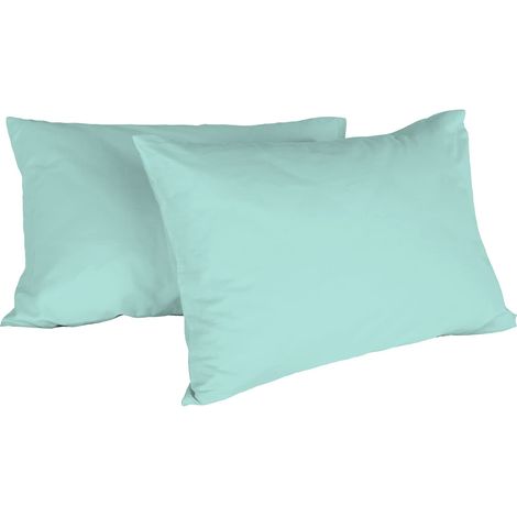 Italian Bed Linen Max Color Coppia di Federe Tinta Unita, 100% Cotone, Verde Acqua, 52 x 82 cm (1/3)