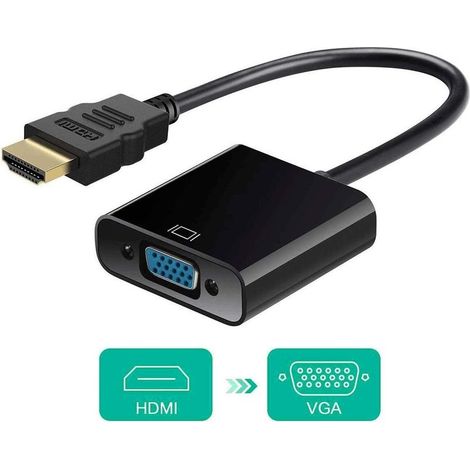 Adaptateur HDMI vers VGA 1080P – Résolution 1920x1080 – Plug and play pour PC et projecteurs – Connecteur plaqué or – (1/5)