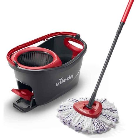 Vileda – Balai rotatif 3 en 1 microfibre – Seau avec évacuation – Élimine 99 % des bactéries avec eau – Accès aux recoins