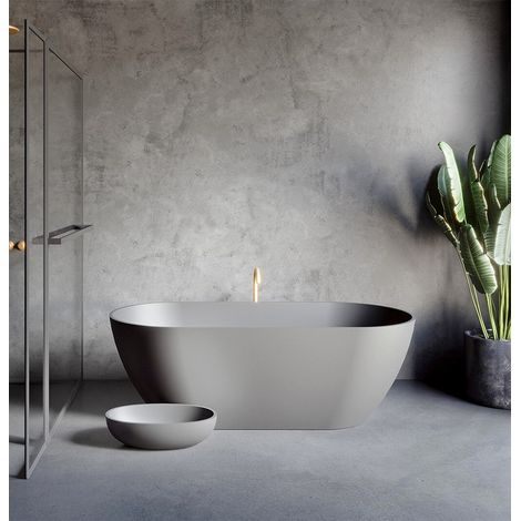 RIHO Bilbao bañera exenta, SOLIDSurface, 170x80x55.5cm, Antracita (1/3)