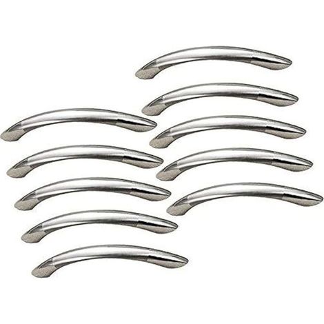 Juego de 10 tiradores para barandillas de muebles, tiradores arqueados perforados de 64 mm, tiradores para armarios de acero inoxidable cepillado. (1/5)