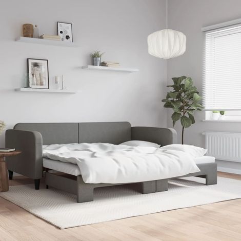 vidaXL Lit de jour avec lit gigogne gris foncé 100x190 cm tissu (1/5)