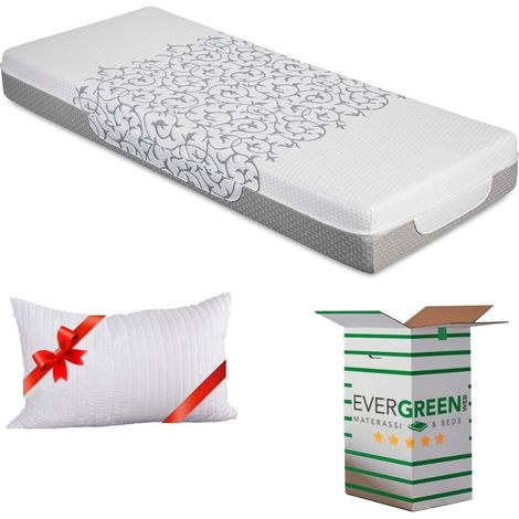 EVERGREENWEB - Materasso Singolo alto 20 cm 90x190 Memory Foam Ortopedico MASSAGGIANTE Rivestimento SFODERABILE Lavabile Tessuto Antiacaro Anallergico + 1 Cuscino in Memory gratis (1/5)