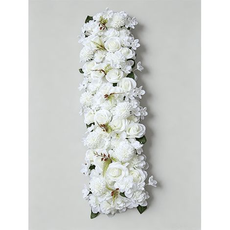 Composition florale artificielle blanche de 100 × 25 cm – Guirlande florale de mariage – Décoration florale pour arche de mariage et mur de fond (1/5)