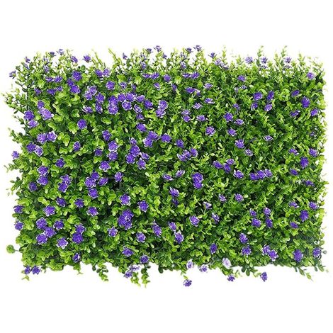 Panneaux de Mur de Gazon Artificiel, 40x60cm Haies Artificielles Panneaux Clôture Topiaire Criblage pour Jardin Extérieur Cour Arrière-Cour Décor (Fleur de Ceinture Violette Eucaly)