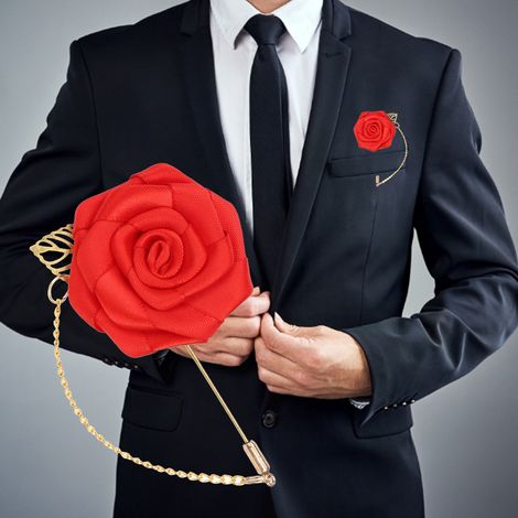 8 Broches de Fleur de Rose en Feuille d'Or pour Décoration de Mariage et Accessoires de Mode (1/5)