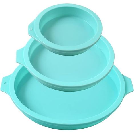 Runde Silikon-Kuchenform, 3er-Pack Silikonscheiben als Kuchenformen, Untersetzer aus Kunstharz, handgemachte Seife – 4" + 6" + 8" Grün (1/5)