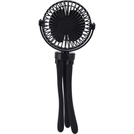 Ventilateur pour poussette, modèle pieuvre, réglable universellement, 2500 à 4400 tr/min, rechargeable par USB, portable, avec trépied déformable, noir. (1/5)