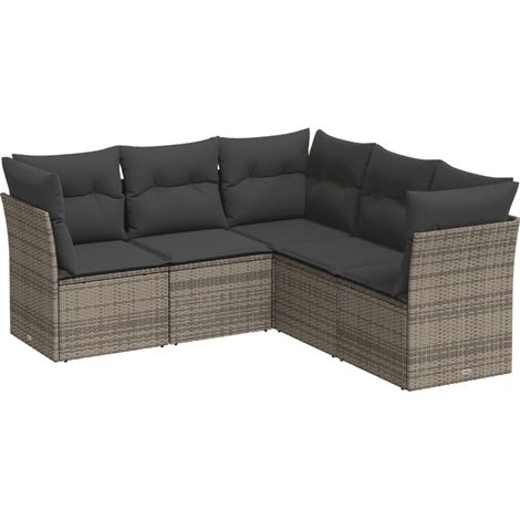 Maison Exclusive - 5-tlg. Garten-Sofagarnitur mit Kissen Grau Pol