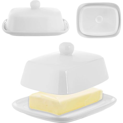 Butterdose, Porzellanmaterial, Elegantes Design, WEISS (1/5)