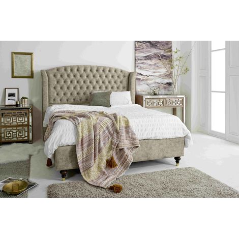 Roseland Pearl Oakland Fabric Matching Buttons Single Bed Frame (1/5)