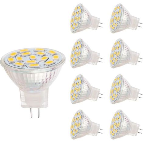 MR11 LED Bulbs, GU4.0 Socket, 3 W, Compatible with 20-30 W Halogen Lamps, 12 V AC/DC, 350 LM, 120° Spotlight, Track Lighting, Warm White (3000 K, 8 Pieces) [Energy Class A+] (1/5)