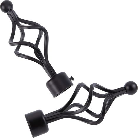 2pcs Embouts de Tringle à Rideau 28mm Extrémité de Poteau de Draperie Torsades Noires en Forme de Cage Embouts Décoratifs de Rechange (1/5)