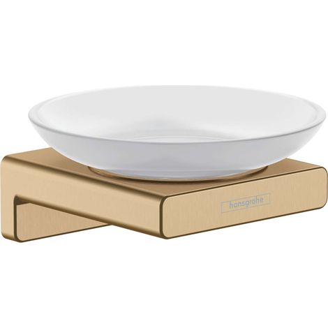 Hansgrohe AddStoris - Jabonera con soporte, cristal mate/bronce cepillado 41746140 (1/2)