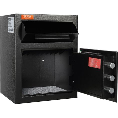 Coffre-fort de 1,7 m³ avec fente de dépôt, serrure électronique et clés, dimensions 45 x 35 x 35 cm, idéal pour maison et bureau. (1/5)