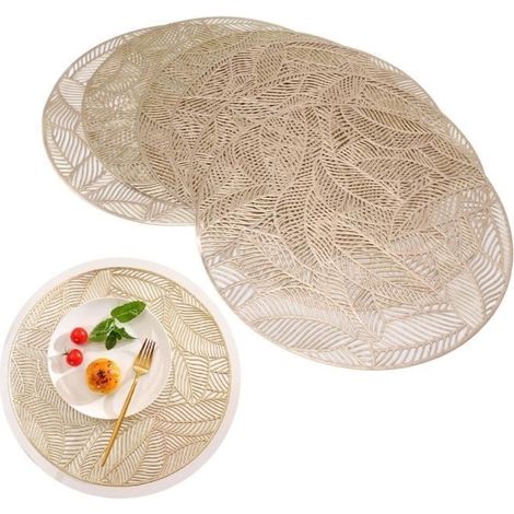 Set de table rond - OMABETA - Napperon rond ajouré - PVC écologique - Résistant à la chaleur - 38 cm (1/4)