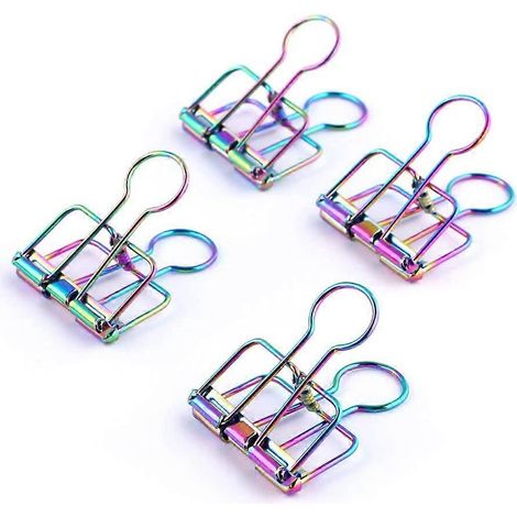 Bindeklammern, Metallklammern, hohle Büroklammern, bunte Regenbogenfarben, für Akten und Dokumente (1/5)