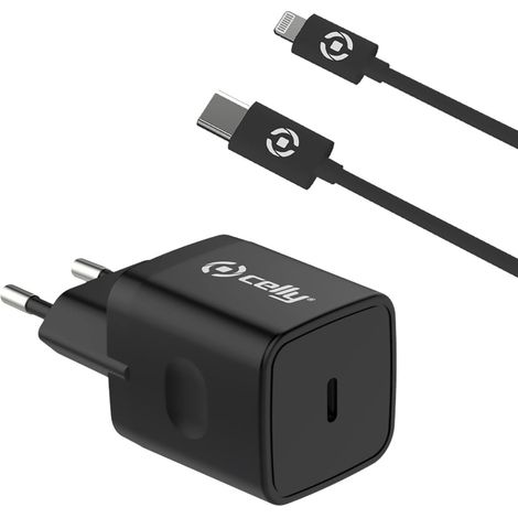 Celly Cargador USB tipo C de 20W, negro (1/2)