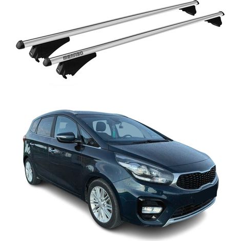 Menabo Dachträger Grundtäger kompatibel mit Kia Carens 2013-2019 Aluminium 75kg Silber 2tlg Geschlossene Reling kompatibel mit Fahrradträger, Dachboxen, Skiträger Abschließbar (1/5)