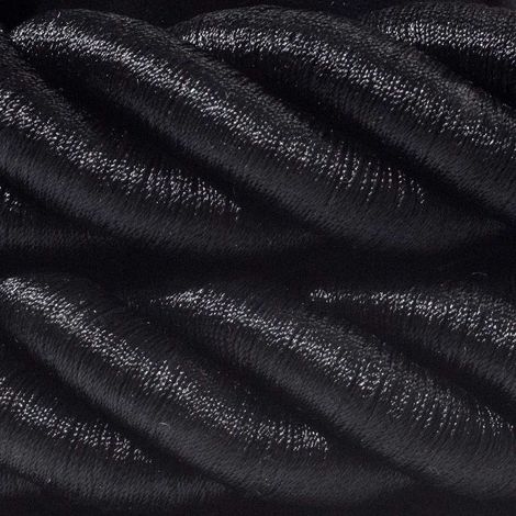 Corde 3XL, câble électrique 3x0,75. Revêtement en tissu noir brillant. Diamètre 30mm. (1/4)