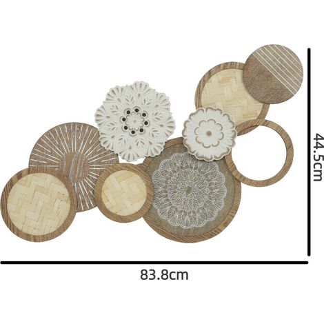 Décoration murale en bois, sculpture murale moderne en bois avec plusieurs plaques en verre, design unique pour salon (déco murale uniquement) (1/5)
