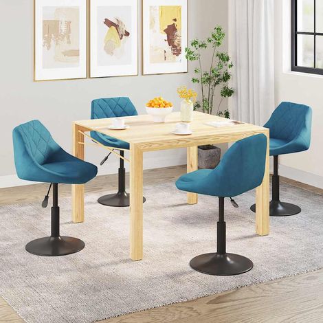 Esszimmerstühle 4 Stk. Drehbar Blau Samt (1/5)