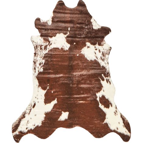 Tapis Fausse Peau de Vache 130 x 170 cm en Acrylique et Polyester Marron et Blanc Beliani