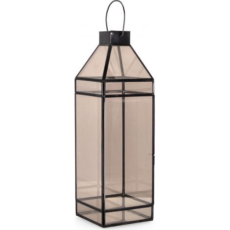 Lanterna in Vetro Nero Moderna da Interno H51,7 cm - WOOD (1/2)