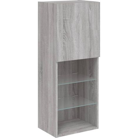 Porta TV multimediale scaffale per televisione televisione buffet sala da pranzo soggiorno camera da letto con luci a LED sonoma 40,5 x 30 x 102 cm grigio 020026823