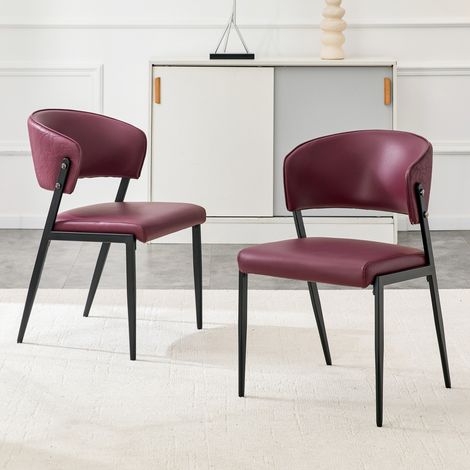 Set mit 2 Esszimmerstühlen aus PU und Metall, Rot, OKMYHOME (1/5)